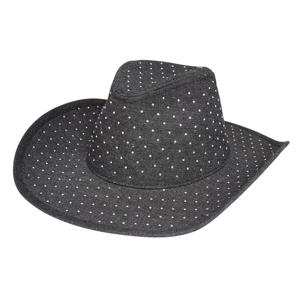 NEW | Black Denim Cowboy Hat With Crystal Embellishments